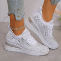 Fleur | Rhinestone Lace-Up Sneakers for Women