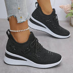 Fleur | Rhinestone Lace-Up Sneakers for Women