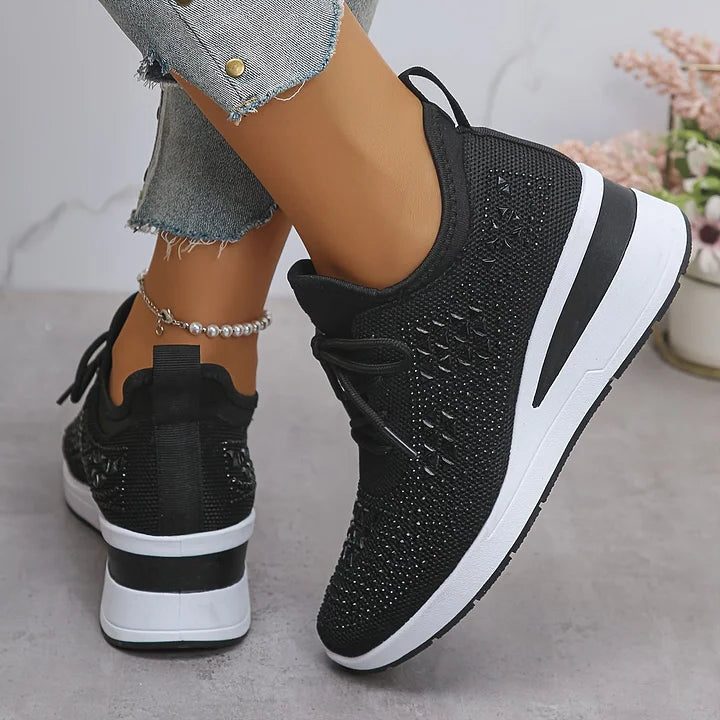 Fleur | Rhinestone Lace-Up Sneakers for Women