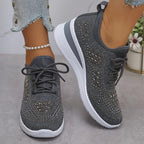 Fleur | Rhinestone Lace-Up Sneakers for Women
