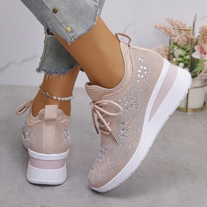 Fleur | Rhinestone Lace-Up Sneakers for Women