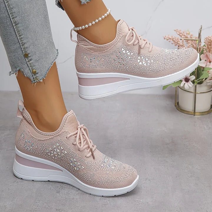 Fleur | Rhinestone Lace-Up Sneakers for Women