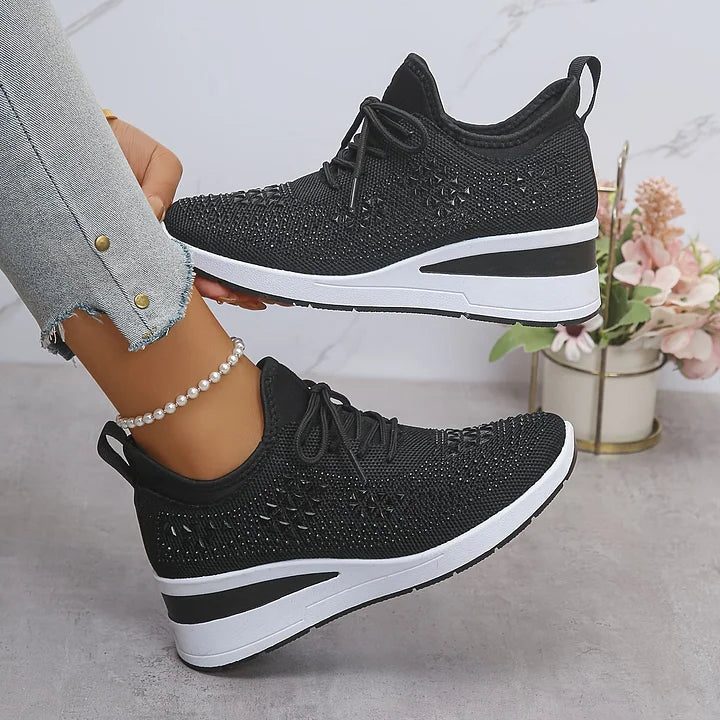 Fleur | Rhinestone Lace-Up Sneakers for Women