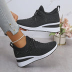 Fleur | Rhinestone Lace-Up Sneakers for Women