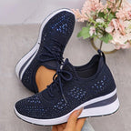 Fleur | Rhinestone Lace-Up Sneakers for Women