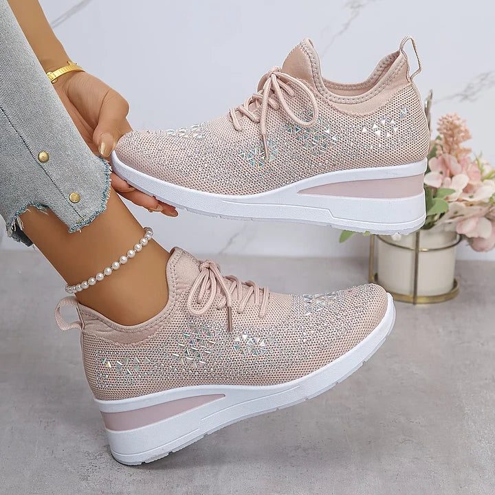 Fleur | Rhinestone Lace-Up Sneakers for Women
