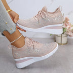 Fleur | Rhinestone Lace-Up Sneakers for Women