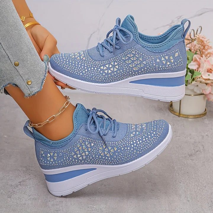 Fleur | Rhinestone Lace-Up Sneakers for Women