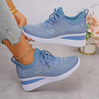 Fleur | Rhinestone Lace-Up Sneakers for Women