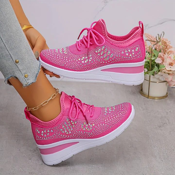 Fleur | Rhinestone Lace-Up Sneakers for Women