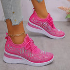 Fleur | Rhinestone Lace-Up Sneakers for Women
