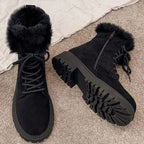Fleurette | Snow Boots with Faux Fur Collar and Lace-Up for Women