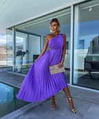 Xochitl | Wedding Guest One-Shoulder Asymmetric Midi Dress for Women