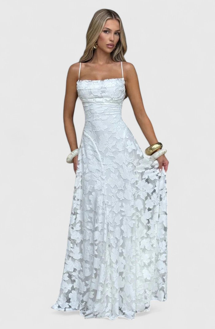 Zinnia | Floral Spaghetti Strap A-Line Maxi Dress for Women