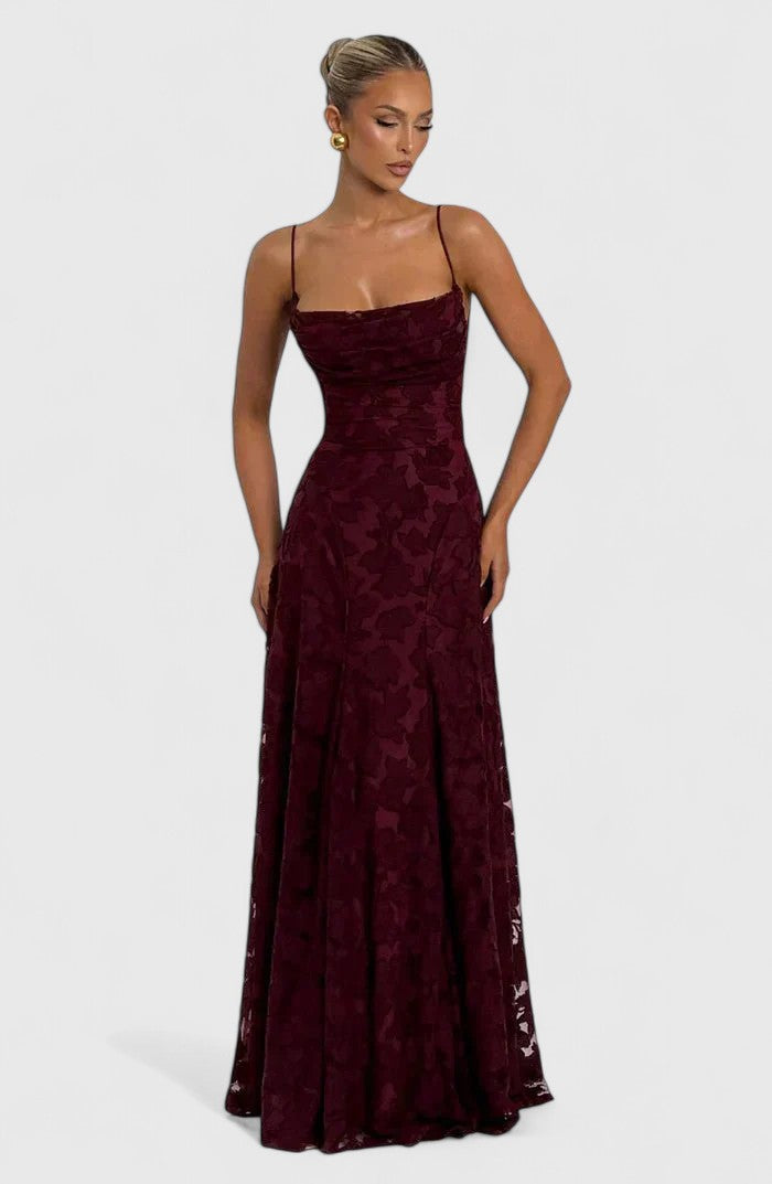 Zinnia | Floral Spaghetti Strap A-Line Maxi Dress for Women