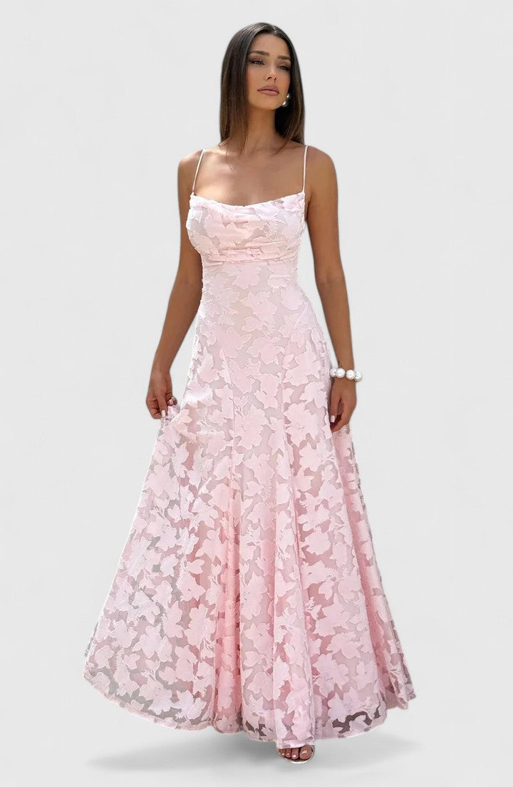 Zinnia | Floral Spaghetti Strap A-Line Maxi Dress for Women