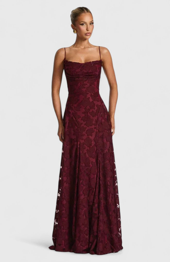Zinnia | Floral Spaghetti Strap A-Line Maxi Dress for Women