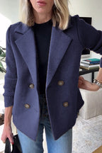 Gwyneira | Double-Breasted Blazer with Knit Sleeves for Women