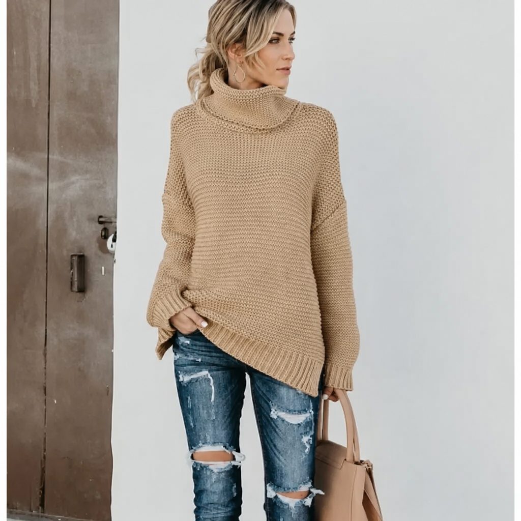 Henrietta | Chunky Knit Long Turtleneck Sweater for Women