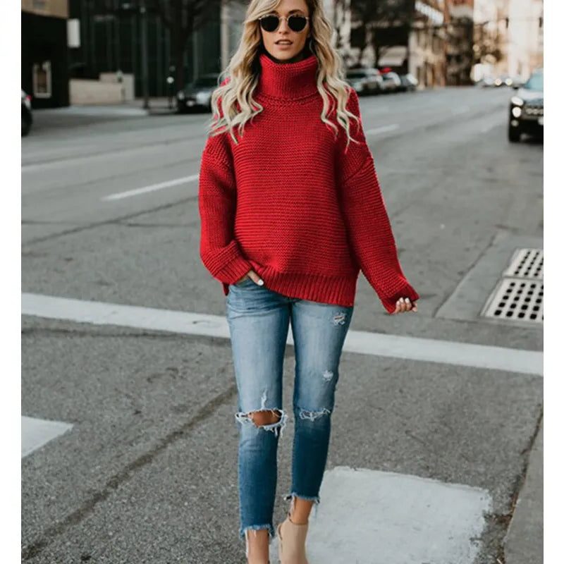 Henrietta | Chunky Knit Long Turtleneck Sweater for Women