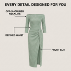 Helga | Off-Shoulder Midi Wrap Dress for Women