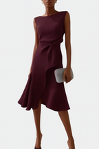 Cora | A-Line Midi Dress with Wrap Detail for Women