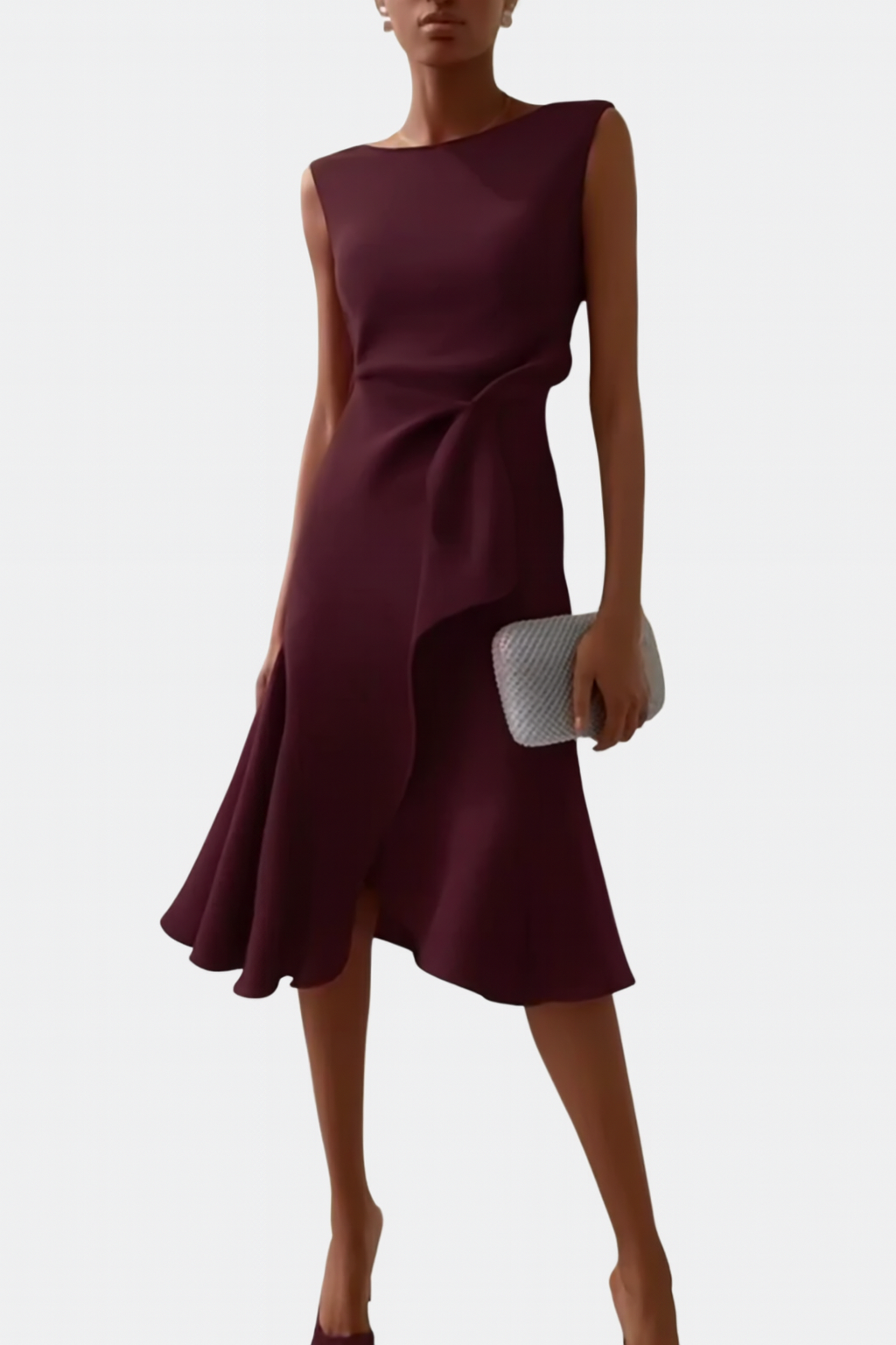 Cora | A-Line Midi Dress with Wrap Detail for Women