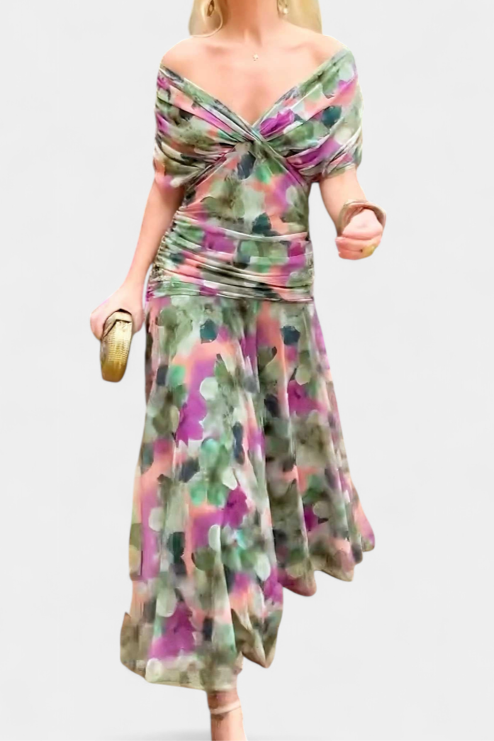 Rashida | Off-Shoulder Ruched Midi Dress for Women