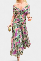 Rashida | Off-Shoulder Ruched Midi Dress for Women