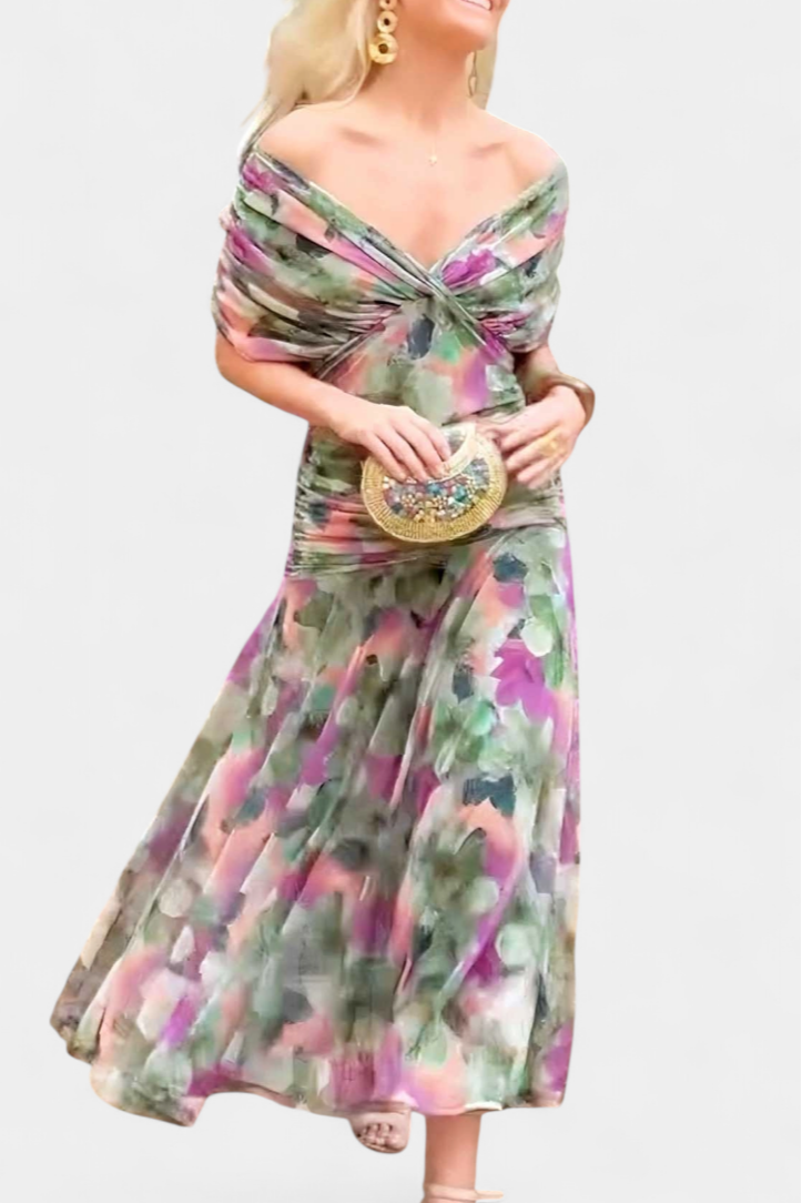 Rashida | Off-Shoulder Ruched Midi Dress for Women