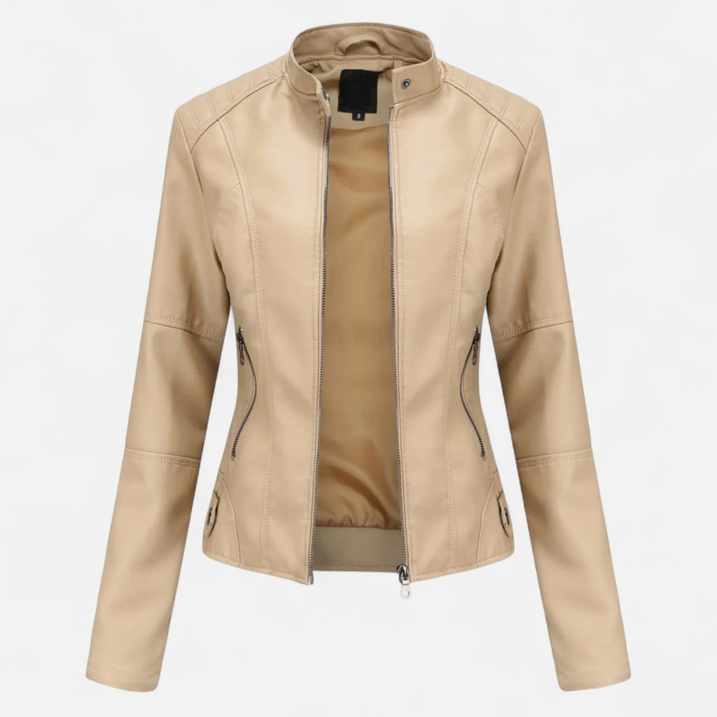Zuri | Cropped Zip-Up Leather Jacket for Women