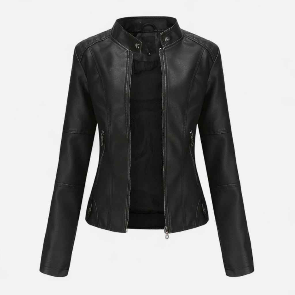 Zuri | Cropped Zip-Up Leather Jacket for Women