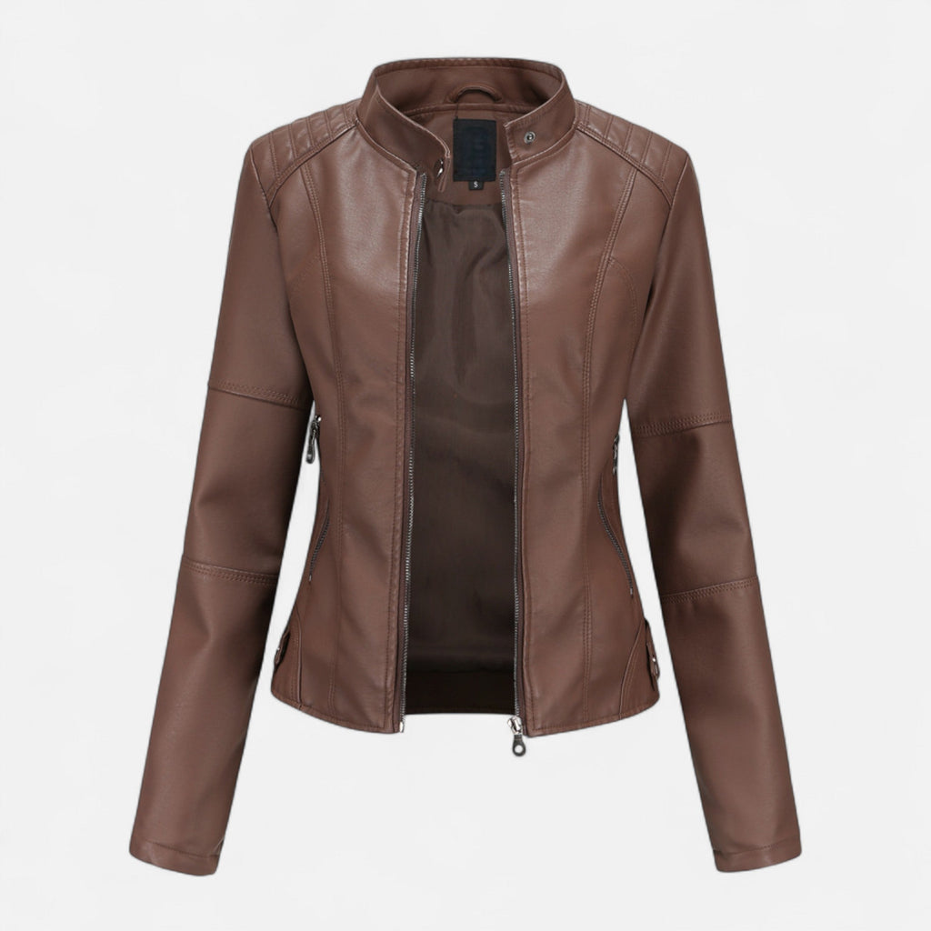 Zuri | Cropped Zip-Up Leather Jacket for Women