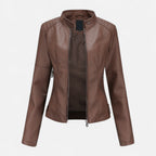 Zuri | Cropped Zip-Up Leather Jacket for Women