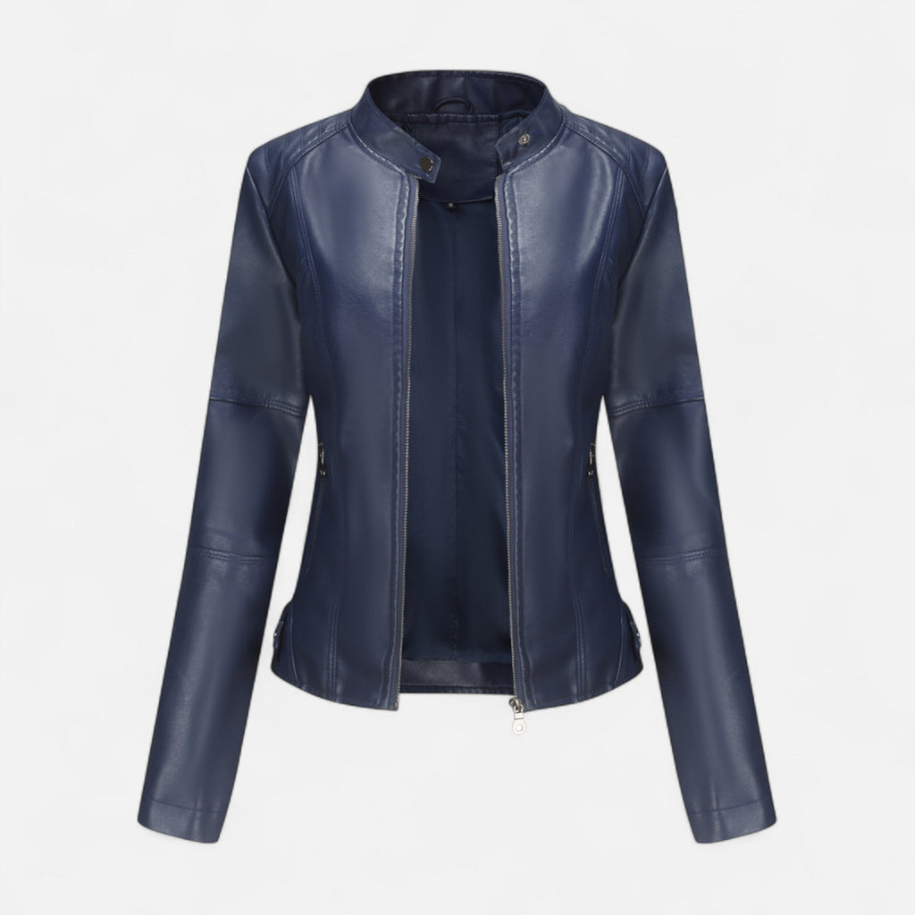Zuri | Cropped Zip-Up Leather Jacket for Women