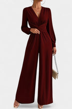 Iris | Formal V-Neck Wide Leg Jumpsuit for Women