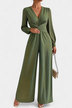 Iris | Formal V-Neck Wide Leg Jumpsuit for Women
