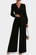 Iris | Formal V-Neck Wide Leg Jumpsuit for Women