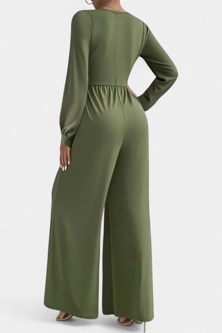 Iris | Formal V-Neck Wide Leg Jumpsuit for Women