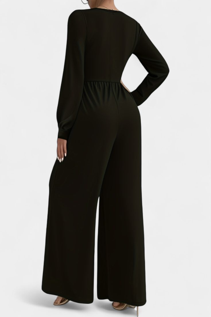 Iris | Formal V-Neck Wide Leg Jumpsuit for Women