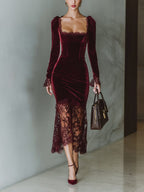 Isadora | Velvet Formal Maxi Dress with Long Sleeves for Women