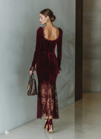 Isadora | Velvet Formal Maxi Dress with Long Sleeves for Women