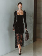 Isadora | Velvet Formal Maxi Dress with Long Sleeves for Women