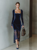 Isadora | Velvet Formal Maxi Dress with Long Sleeves for Women