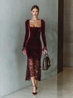 Isadora | Velvet Formal Maxi Dress with Long Sleeves for Women
