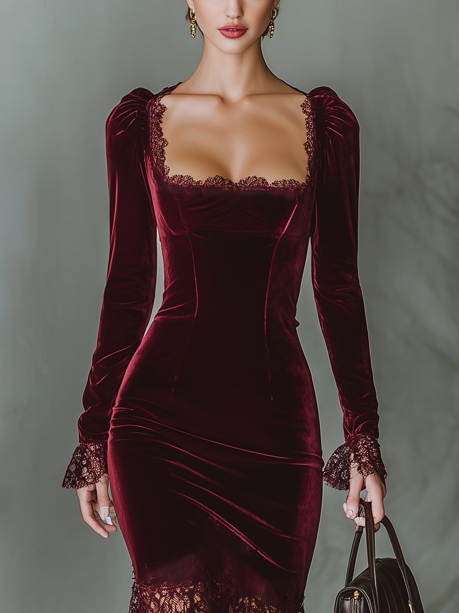 Isadora | Velvet Formal Maxi Dress with Long Sleeves for Women