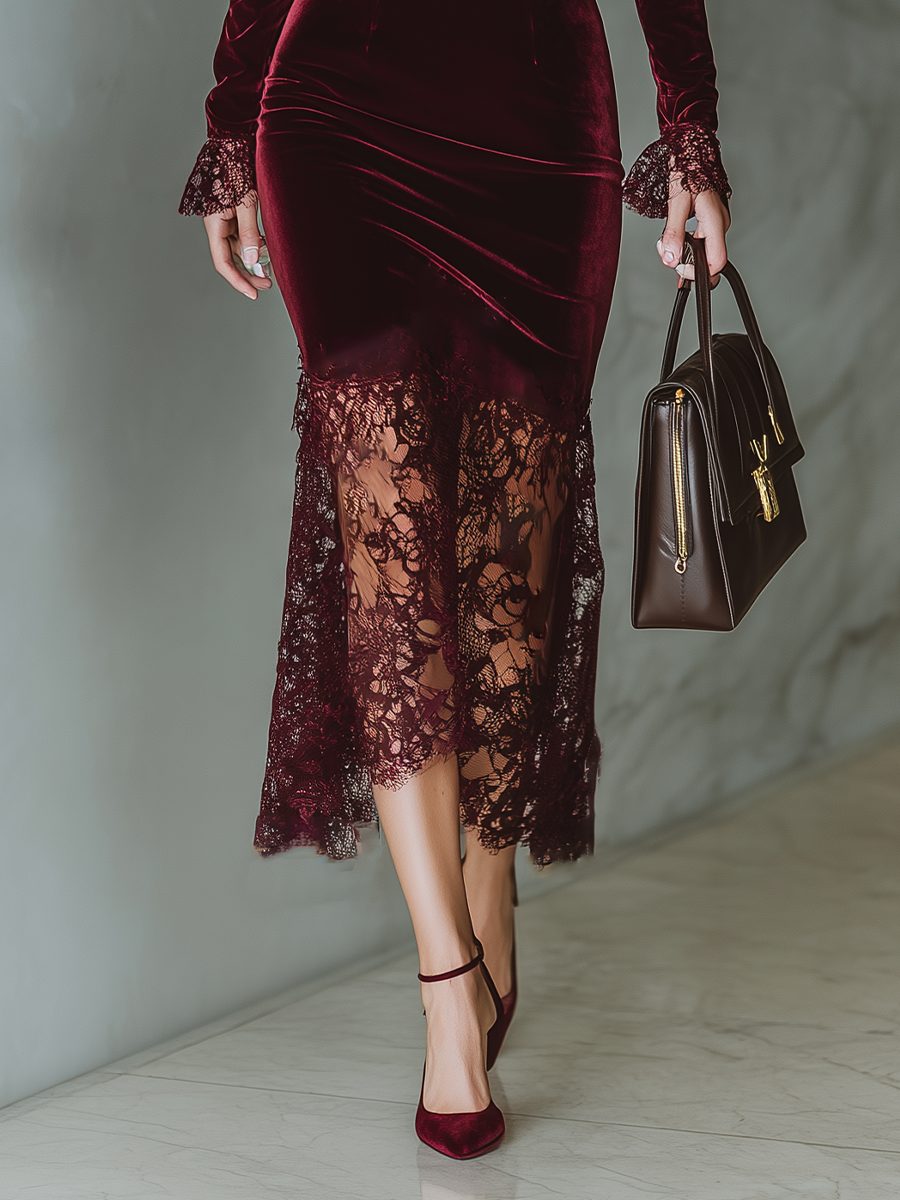 Isadora | Velvet Formal Maxi Dress with Long Sleeves for Women