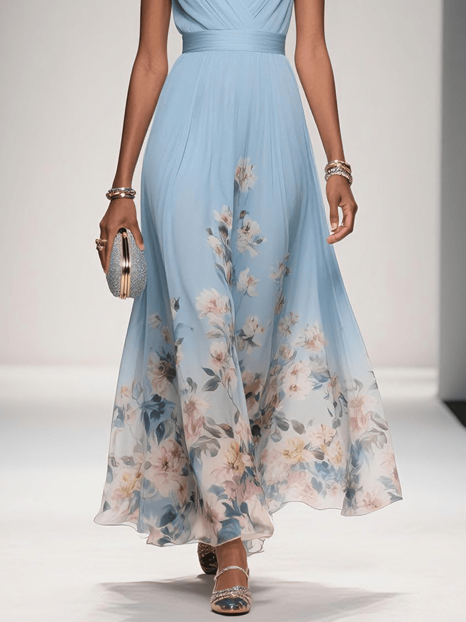 Isolde | Floral Sleeveless Maxi Dress with V-Neck for Women