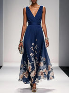 Isolde | Floral Sleeveless Maxi Dress with V-Neck for Women