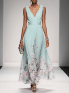 Isolde | Floral Sleeveless Maxi Dress with V-Neck for Women